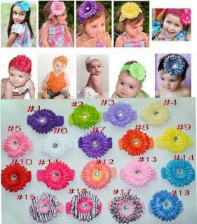 lots hair accessories baby girl Crochet Headbands with acrylic Daisy 