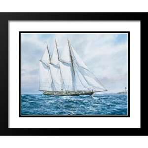   and Double Matted Art 25x29 Three Masted Schooner