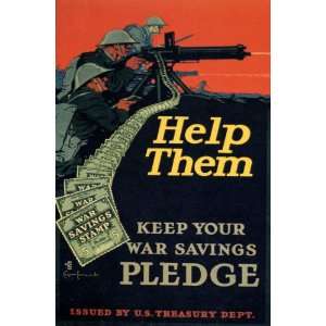  HELP THEM KEEP YOUR WAR SAVINGS PLEDGE ARMY WAR 24 X 36 