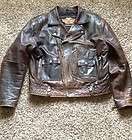   Davidson Brown Distressed Billings Leather Jacket Men Large  