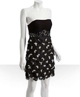 Sue Wong black and ivory tiered strapless dress  BLUEFLY up to 70% 