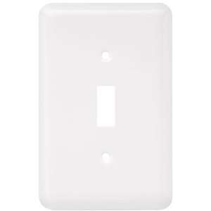  64345 Stamped Round Single Switch Wall Plate, White