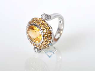 LeVian 14K White Gold and Citrine Swivel Ring WOW  