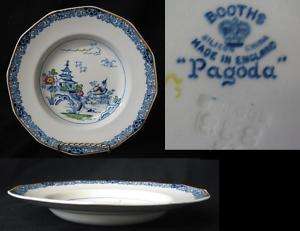 BOOTHS c1906 Silicon China PAGODA LARGE RIM SOUP BOWL  