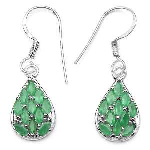    2.00 Carat Genuine Emerald Sterling Silver Earrings: Jewelry