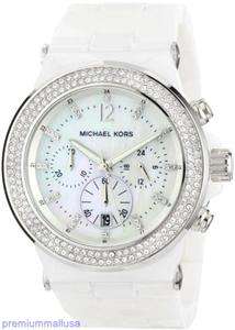 Michael Kors white ceramic oversized women watch MK5391 chronograph 