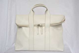 PHILLIP *LIM 31 HOUR WEEKENDER BAG* White Handbag Fold Over Tall 