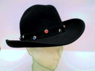   New LADY Stetson Black Felt Wool Crystal Jeweled Cowboy Hat  