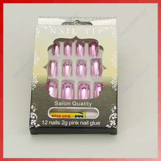 12pcs 3d pre design french acrylic false nail tips pink pictures