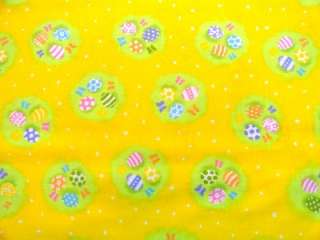 New Easter Eggs Holiday Butterfly Dots Spring Yellow Fabric BTY  
