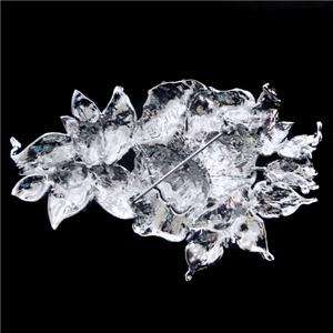 Vogue Bridal Rose Flower Brooch Pin Swarovski Crystal  