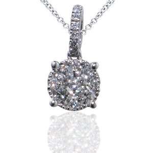    18 kt White Gold Cluster Diamond Pendant On a Halo Jewelry
