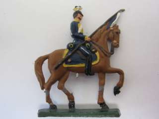 Lead Soldier FLAT Mounted toy Soldier vintage LOT 5 Blue/Yellow 