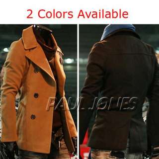   Fit Jacket Smart duoble pea Coat casual formal outerwear Mashup  