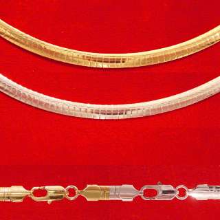   YELLOW & WHITE GOLD GP 6MM OMEGA CHOKER NECKLACE ALL SIZES  