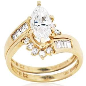   Yellow Gold 2.12 carat Cubic Zirconia Zig Zag Fashion Ring: Jewelry