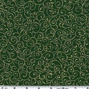  45 Wide Moda Metallic Basics Scroll Evergreen Fabric By 