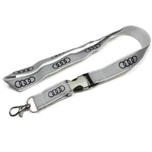  Audi Rings Logo White and Grey Lanyard, Official Licensed 