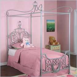   Furniture Princess Rebecca Sparkle Silver Twin Metal Canopy (P01 Bed