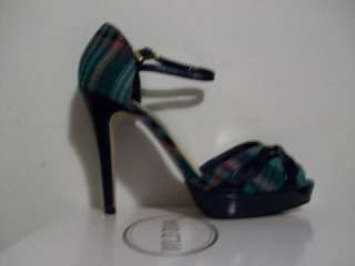Teal Green & Navy Blue Plaid Pumps/ WILD DIVA Shoes 6.5  