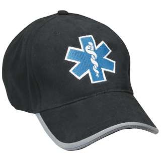 EMT/EMS/Paramedic STAR OF LIFE Baseball Hat/Cap Black  