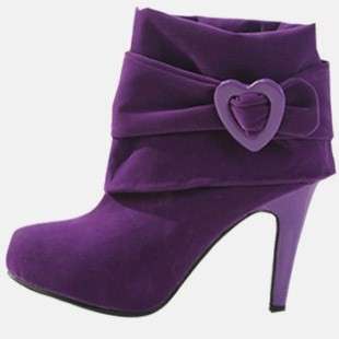   Boots High Heel Suede Buckle 4 Ways Shoes Black, Purple, Pink Sz 35~43