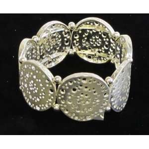  Perforated Circle Disc Bracelet Silver Jewelry