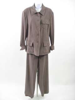 HALSTON Brown Button Front Blazer Pants Slacks Suit 10  