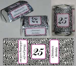 30 ZEBRA PRINT BIRTHDAY PARTY CANDY WRAPPERS FAVORS  