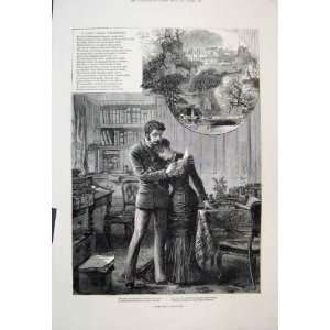  1880 Leap Year Valentine Man Woman Country Scene Print 
