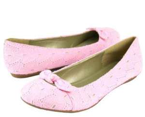 New Comfy Ballet Flats Pink Lace with Bow Size 6 10  