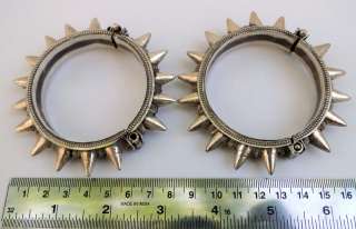 vintage 925 sterling silver spike bangle pair bracelet cuff tribal 