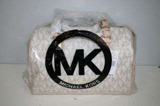 New Michael Kors Grayson Large Logo Satchel Handbag Vanilla 