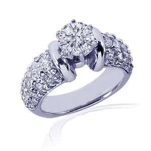   Cut Diamond Engagement Ring Pave 14K WHITE GOLD CUT IDEAL SI2 GIA