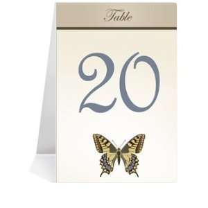  Wedding Table Number Cards   Butterfly Taupe & Pewter #1 
