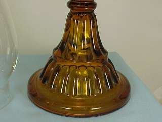 Findlay Glass Amber Convex Rib Kerosene Lamp Dalzell OH  