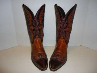 MENS CODE WEST BROWN OVERLAY COWBOY BOOTS SZ 8.5 M  