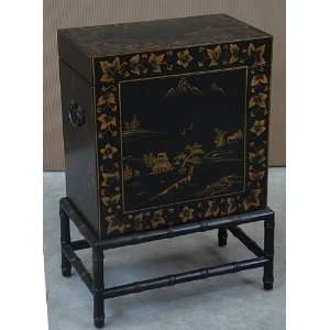   Oriental Style Chest 20W Black/Gold Cabinet New: Everything Else