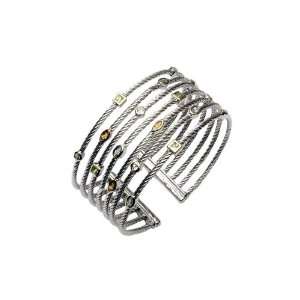    Womens Sterling Silver Multi Gemstone Cuff Bracelet: Jewelry