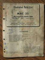 McCulloch MAC 35 Chainsaw Parts List Catalog Manual  