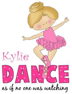 Personalized GIRLS DANCE T shirt with Name BALLERINA Pink White Tee 