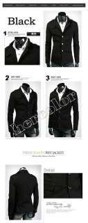 New Mens Fashion Slim Fit TOP Designed Coat Jacket Black Gray M L XL 