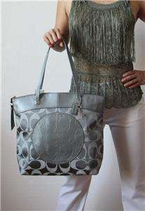 COACH 18335 Signature Laura Large Tote Purse Bag Grey / Silver NEW 