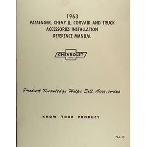 1963 Chevy Accessory Installation Manual Reprint Car, Pickup & Truck 