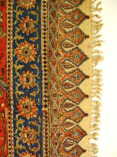HUGE Antique Persian SHAWL Wool c1890 Iran PAISLEY Lotus Flower Hand 