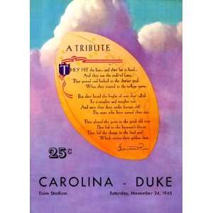  Game Day Program Cover Art   DUKE (H) VS NORTH CAROLINA 1945 AT DUKE 