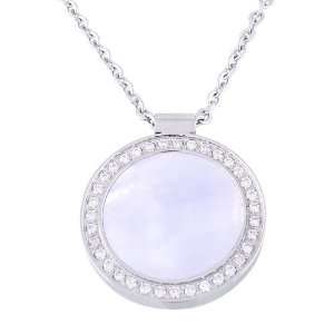  Womens Stainless Steel Round Shell with Cubic Zirconia 