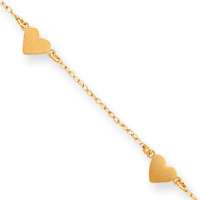 14k Yellow Gold Heart Childrens Polished Bracelet 6in  