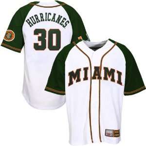 Miami Hurricanes #30 White Shutout Baseball Jersey  Sports 