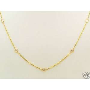  14K Yellow Gold Cz. By The Yard Necklace 18 New 